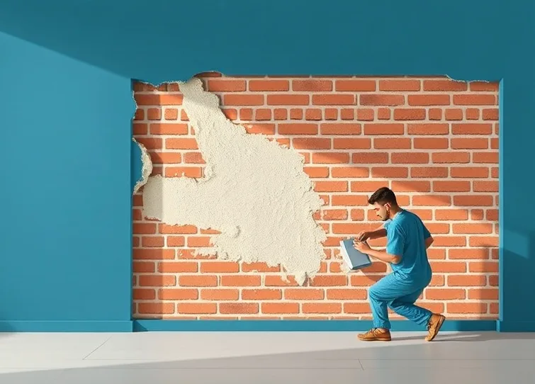 Application d'un enduit décoratif à la lisseuse sur un mur