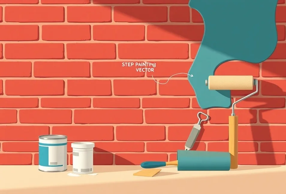 Outils de peinture disposés dans l'ordre des étapes du chantier